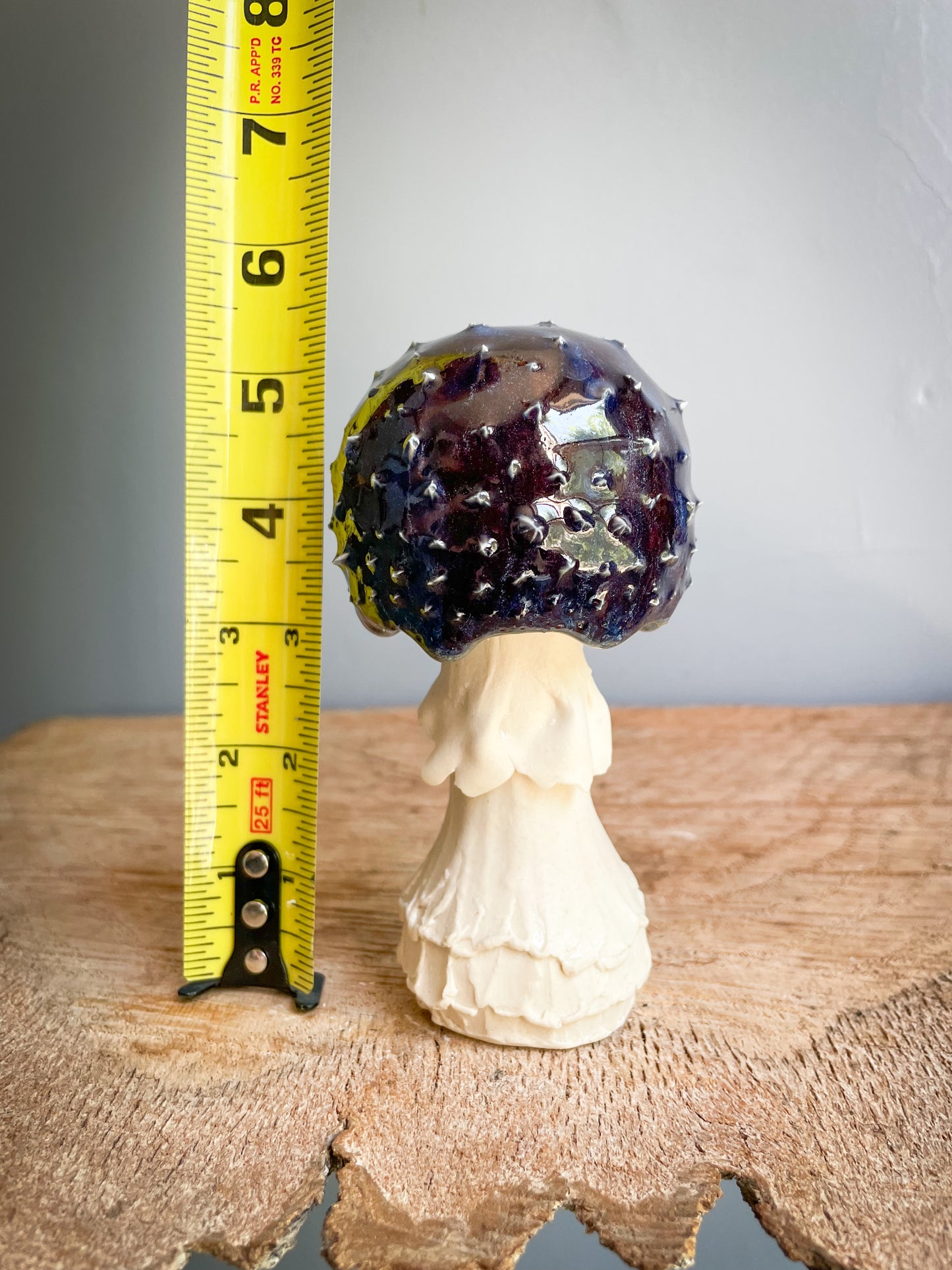 Cobalt and purple small mushroom incense burner