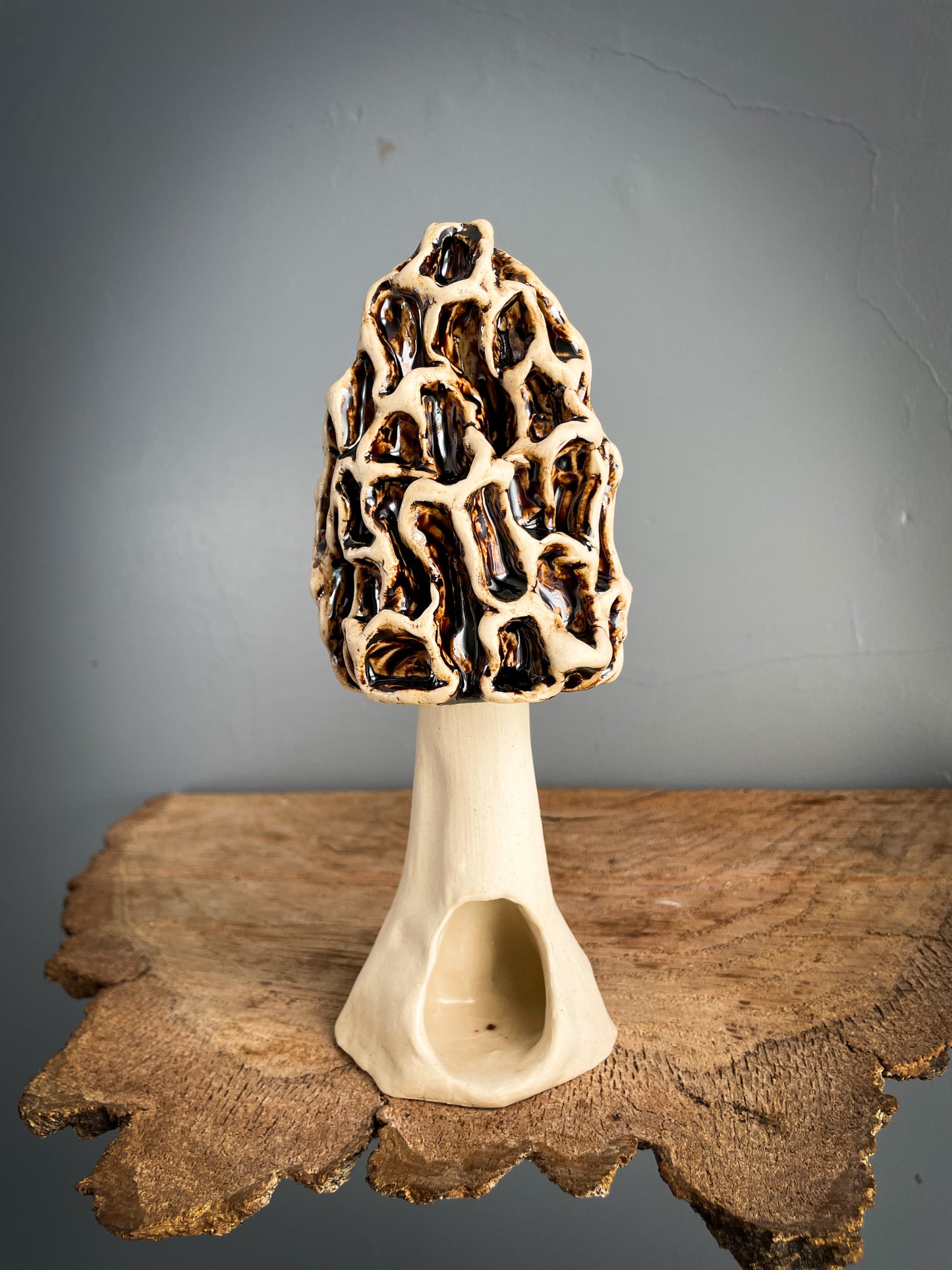 Large Morel mushroom Spore Dispersal Incense Burner