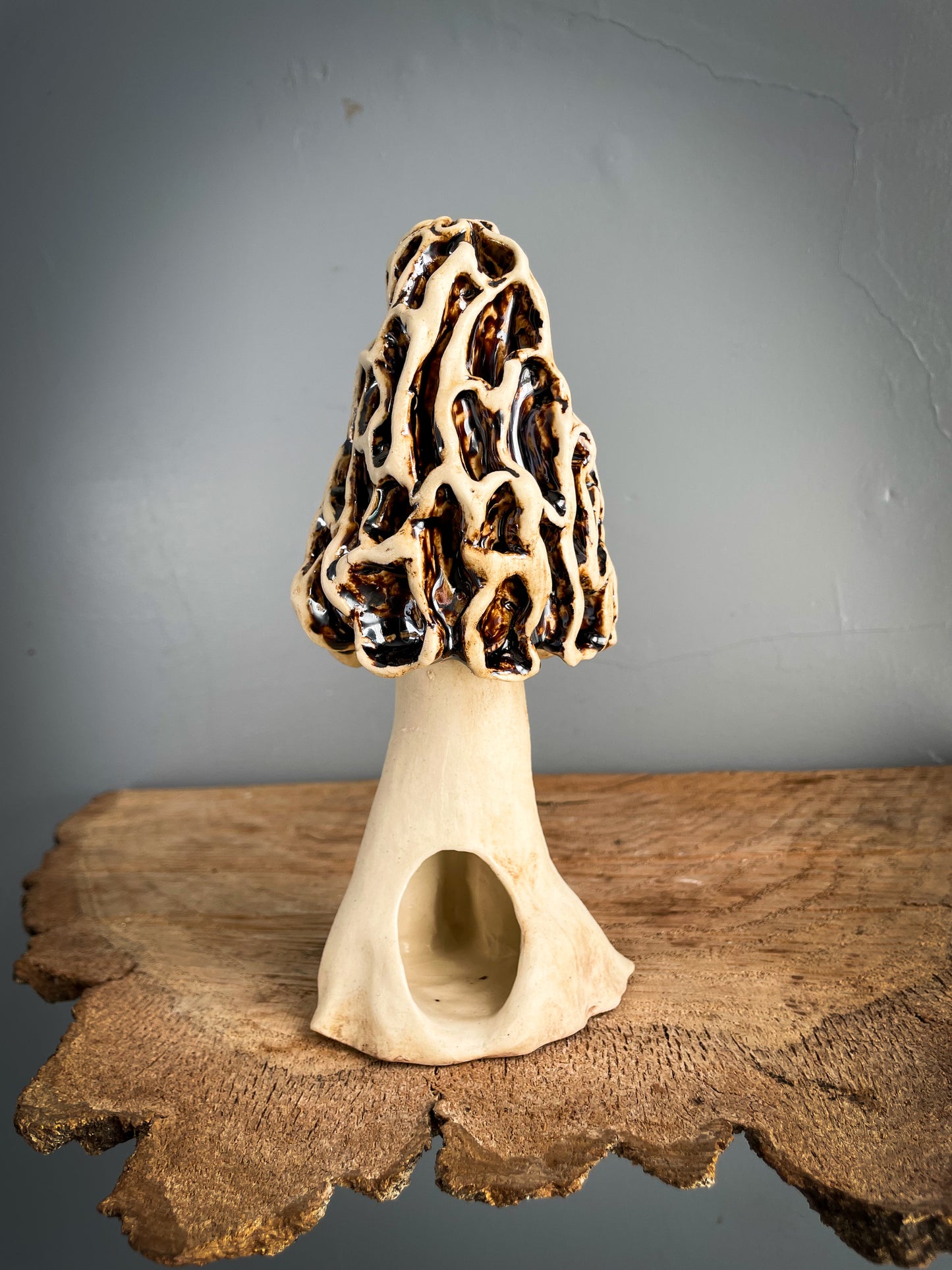 Large Morel mushroom Spore Dispersal Incense Burner