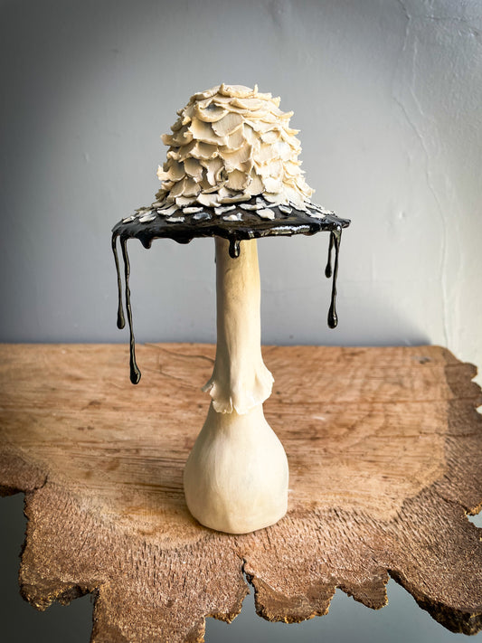#1 Shaggy Ink Cap Spore Dispersal Incense Burner ( mixed media )