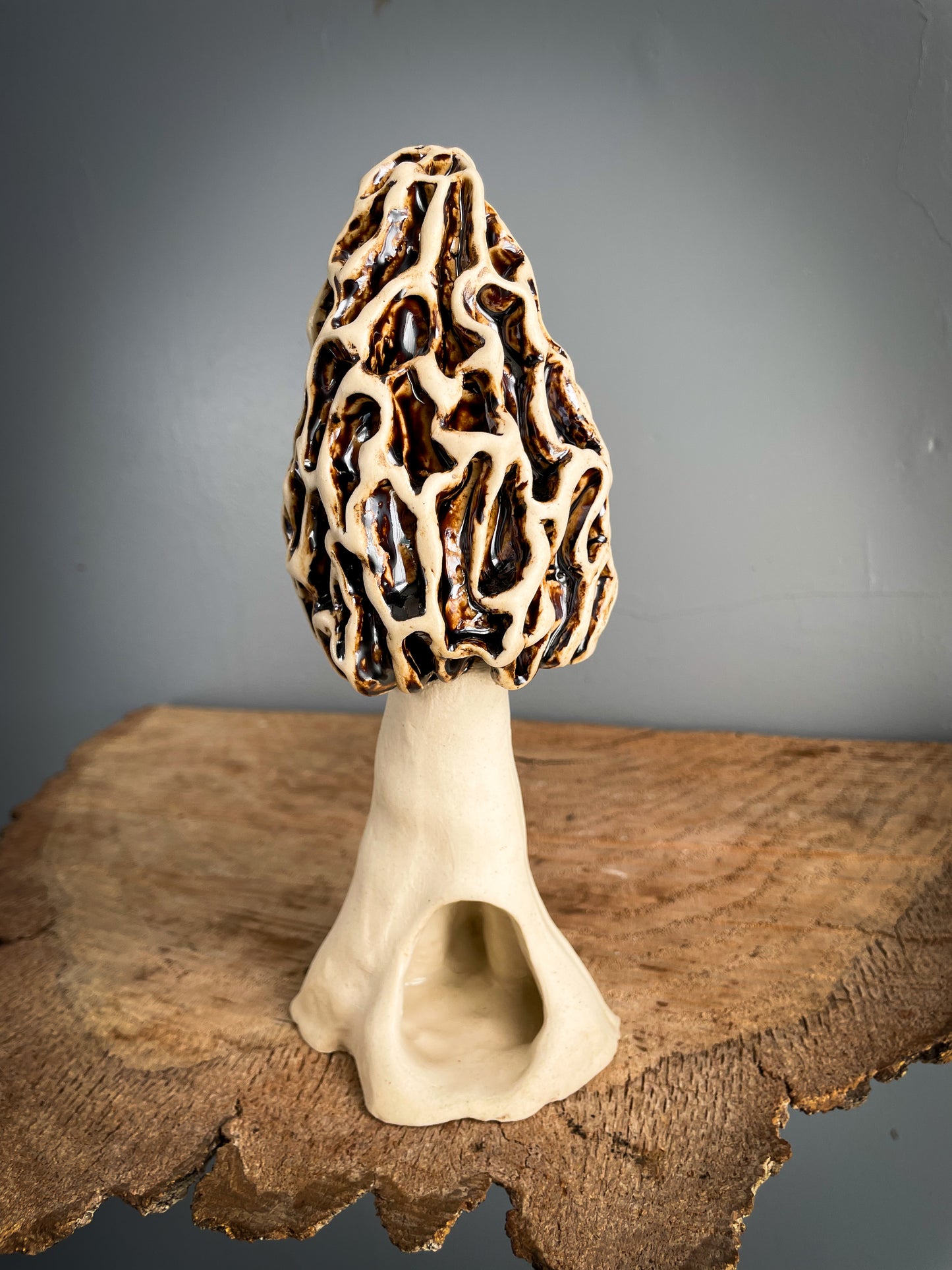 Large Morel mushroom Spore Dispersal Incense Burner