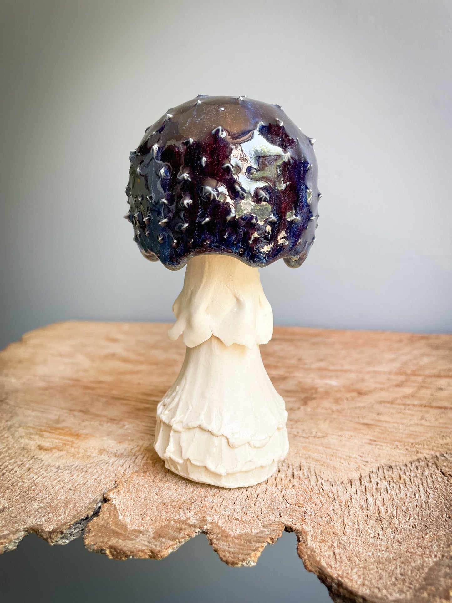 Cobalt and purple small mushroom incense burner