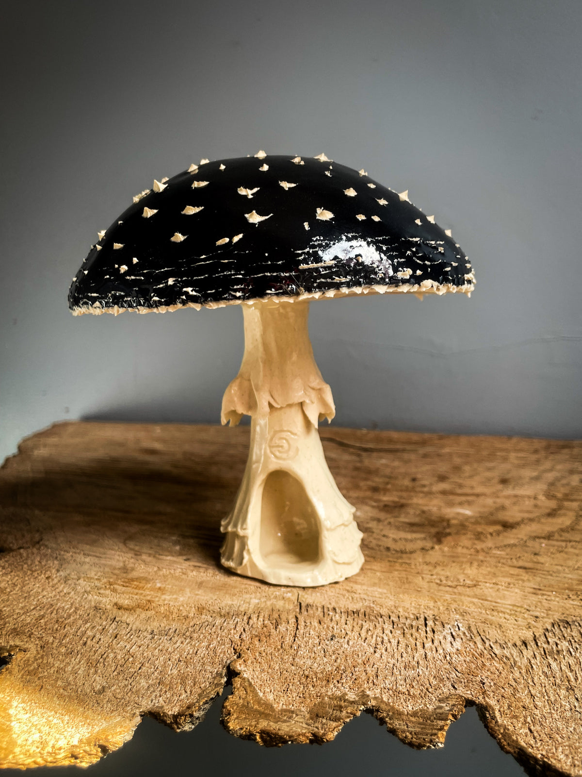 #4 Large BLACK amanita muscaria mushroom Spore Dispersal Incense Burner