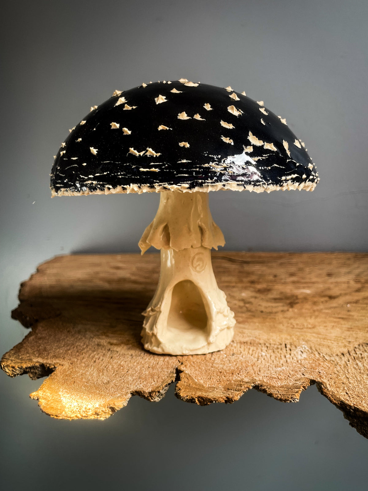 #3 Large BLACK amanita muscaria mushroom Spore Dispersal Incense Burner