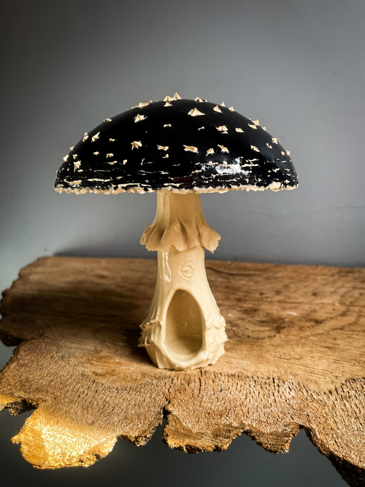 #5 Large BLACK amanita muscaria mushroom Spore Dispersal Incense Burner
