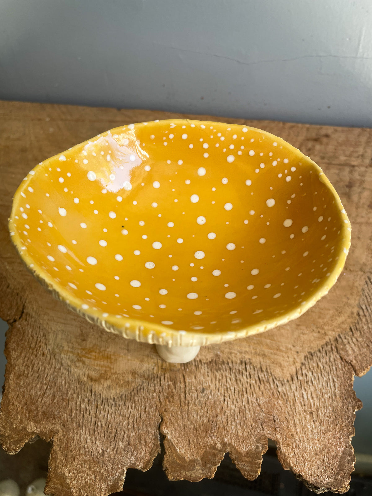 Yellow Amanita trinket dish/goblet MEDIUM #1