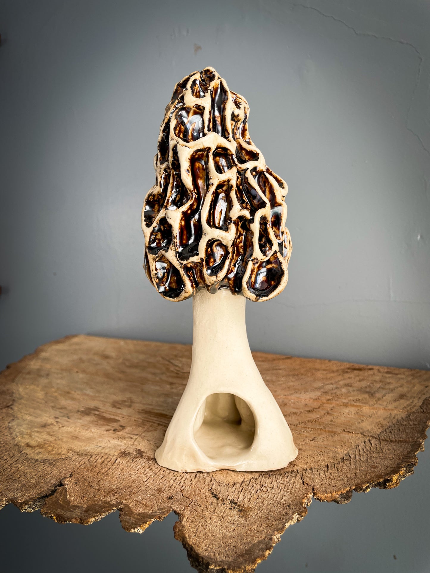 Large Morel mushroom Spore Dispersal Incense Burner