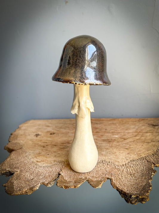 Sparkling Black adventurine  mushroom incense burner