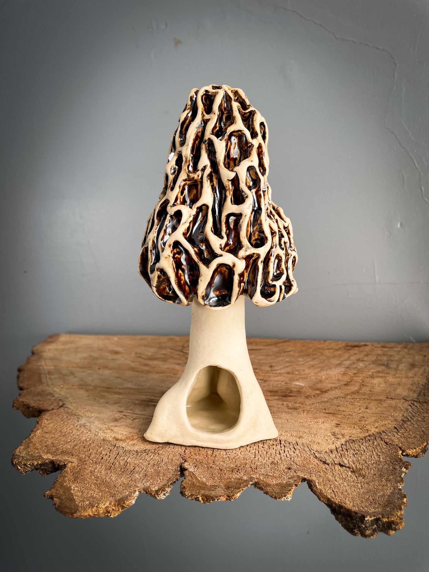 Large Morel mushroom Spore Dispersal Incense Burner