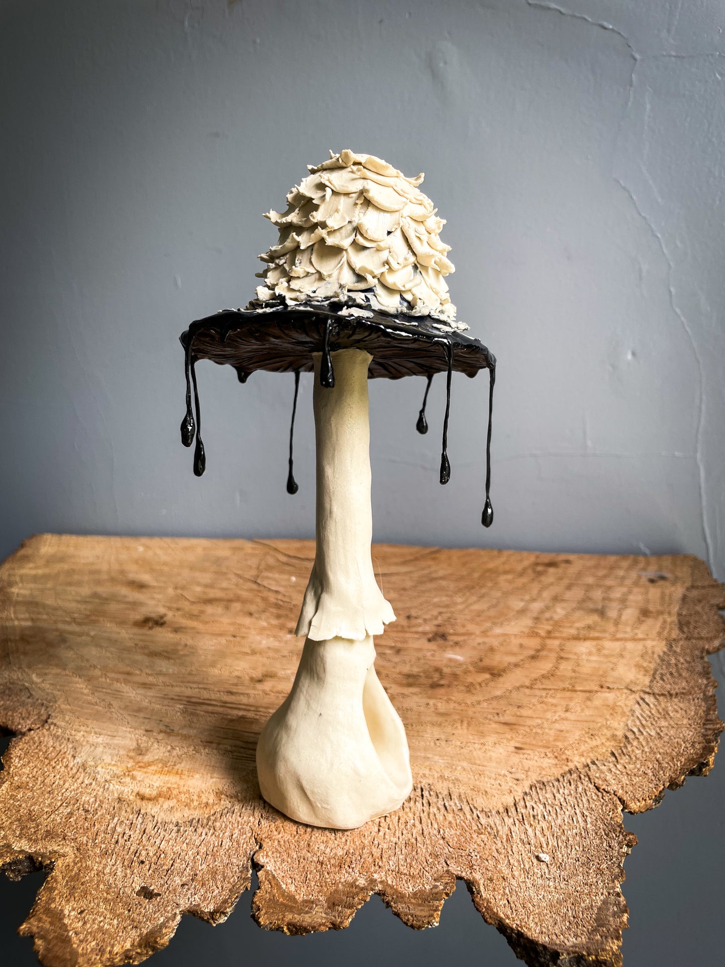 #4 Sassy Shaggy Ink Cap Spore Dispersal Incense Burner ( mixed media )