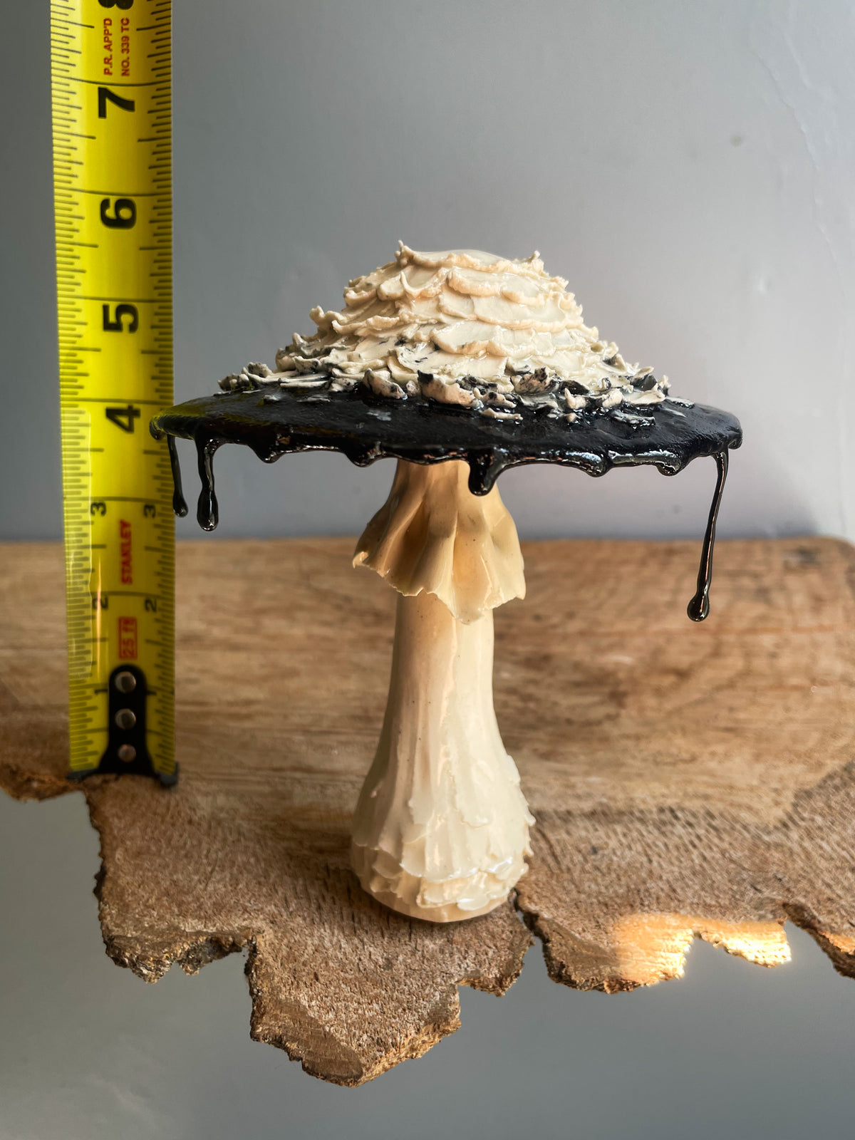 Small Shaggy Ink Cap Spore Dispersal Incense Burner ( mixed media )🖤