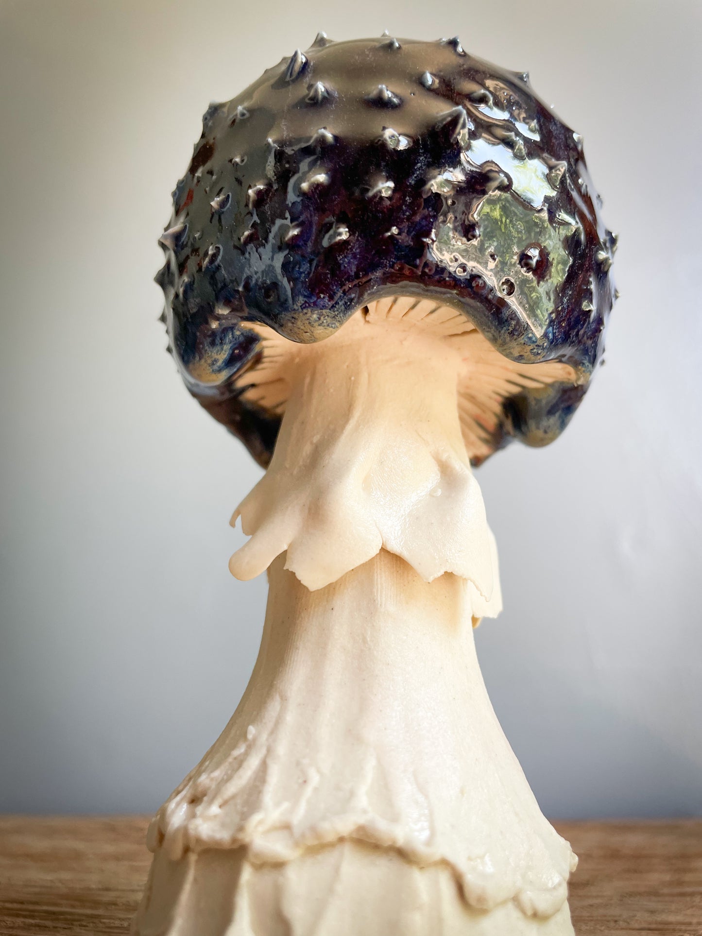 Cobalt and purple small mushroom incense burner