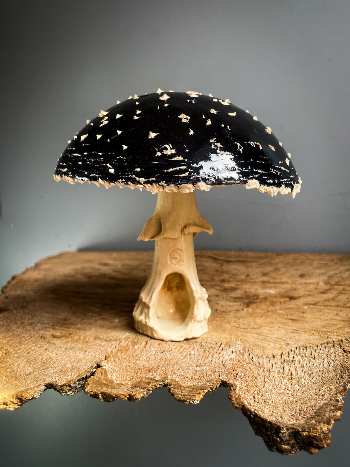 #2 Large BLACK amanita muscaria mushroom Spore Dispersal Incense Burner