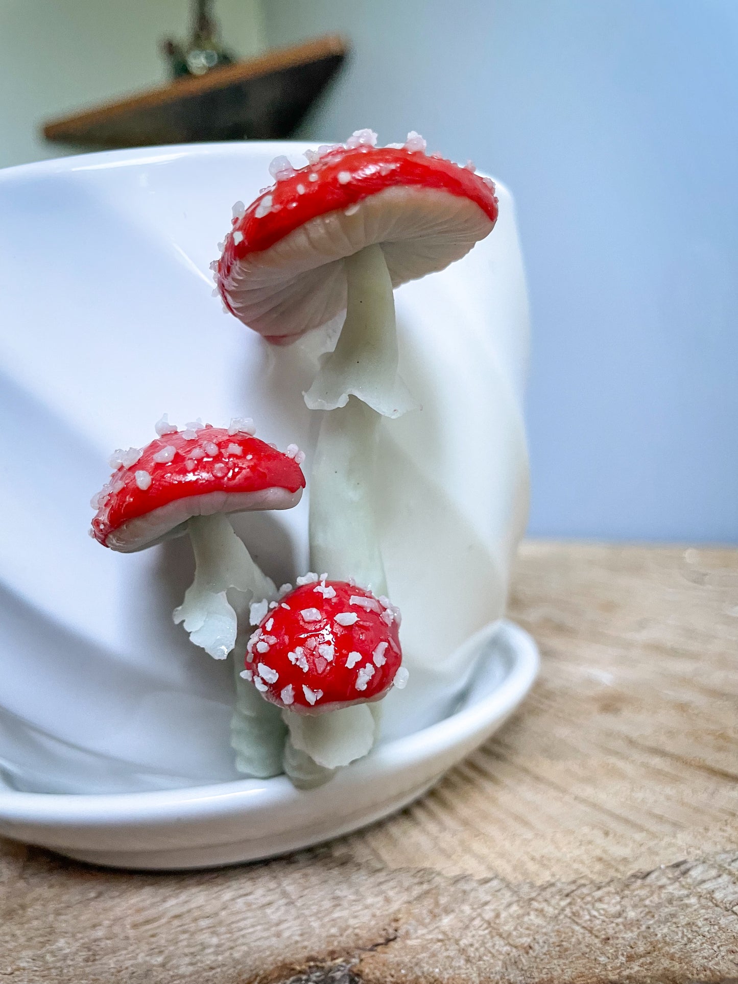 5 inch ceramic/ polymer  amanita GLOW in the dark Pot/planter