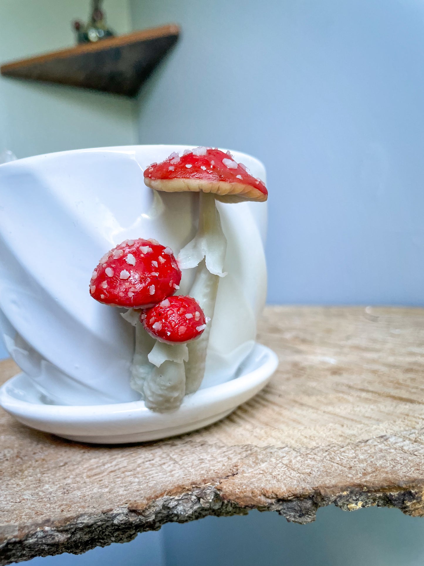 4 inch ceramic & polymer amanita GLOW in the dark Pot/planter