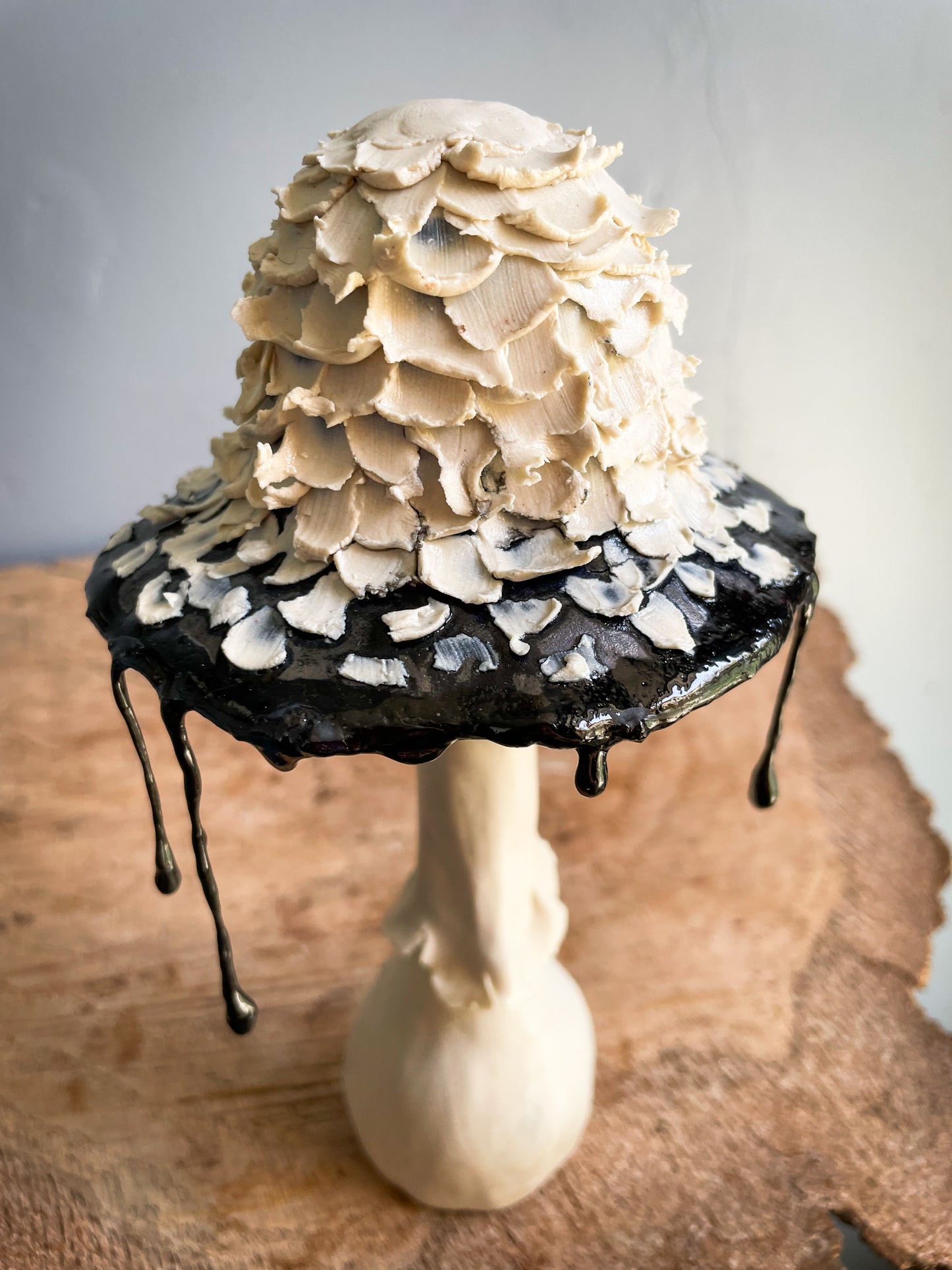 #1 Shaggy Ink Cap Spore Dispersal Incense Burner ( mixed media )