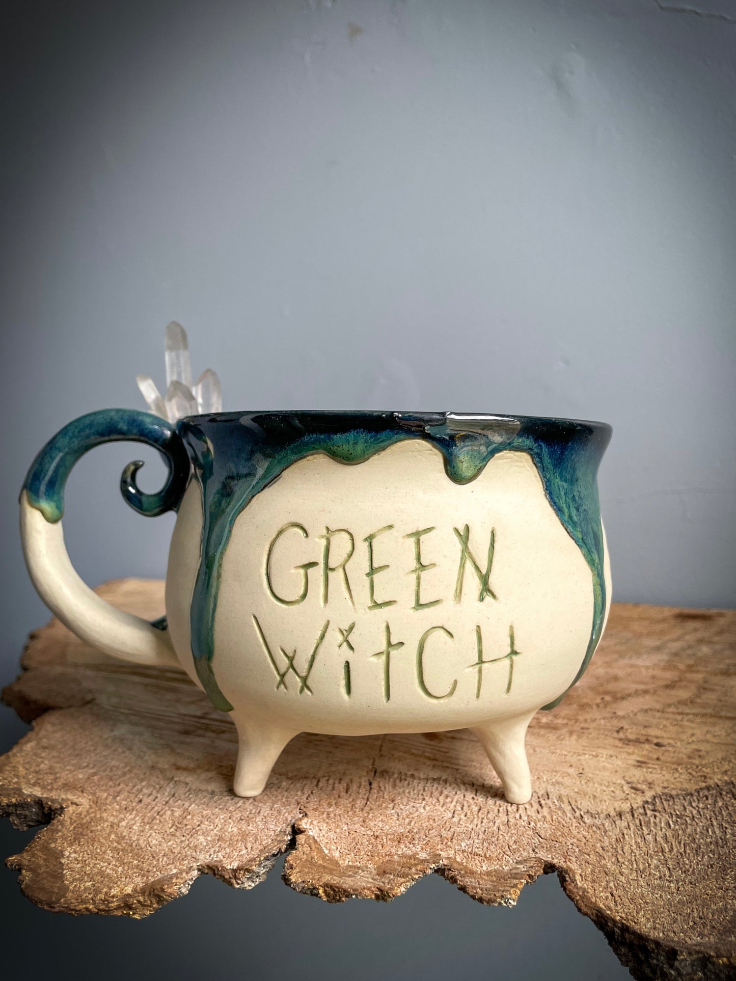 Green Witch Ceramic cauldron mug