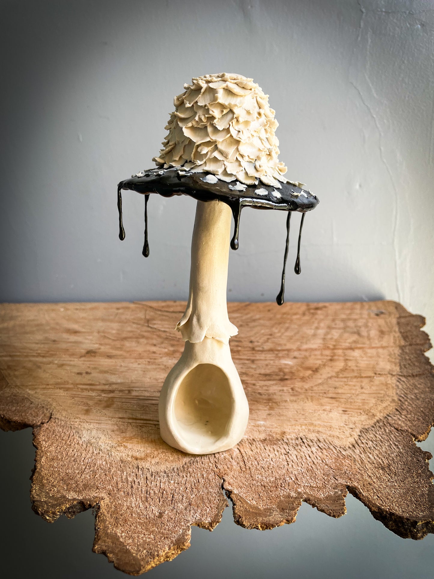 #1 Shaggy Ink Cap Spore Dispersal Incense Burner ( mixed media )