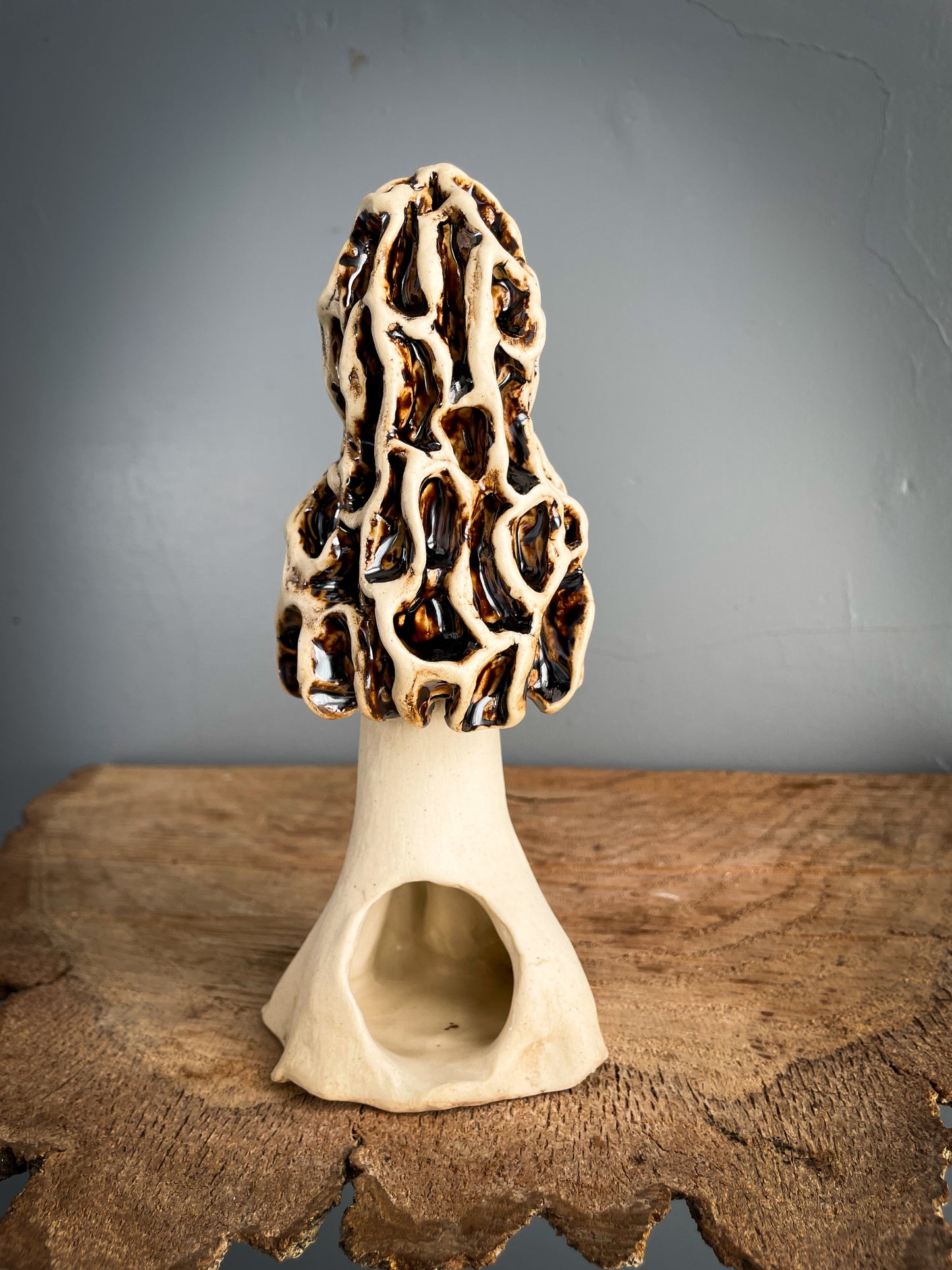 Large Morel mushroom Spore Dispersal Incense Burner