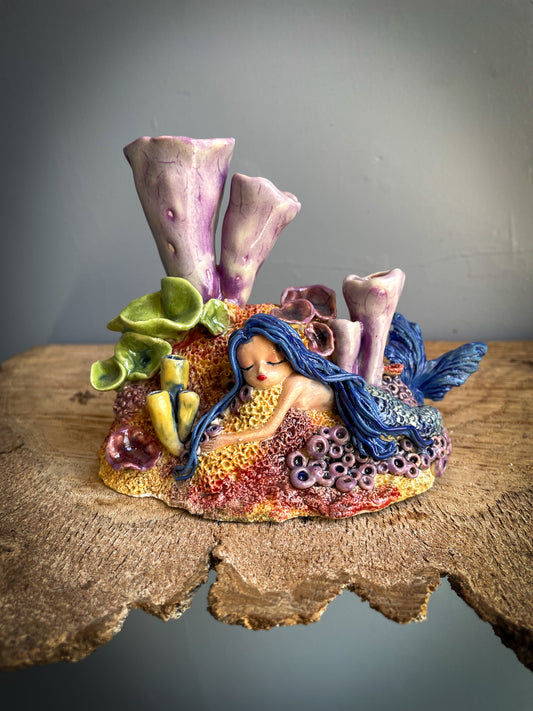 Glow in the dark coral reef/ mermaid incense burner