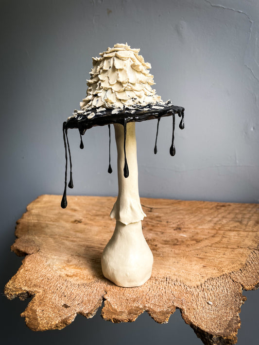 #4 Sassy Shaggy Ink Cap Spore Dispersal Incense Burner ( mixed media )