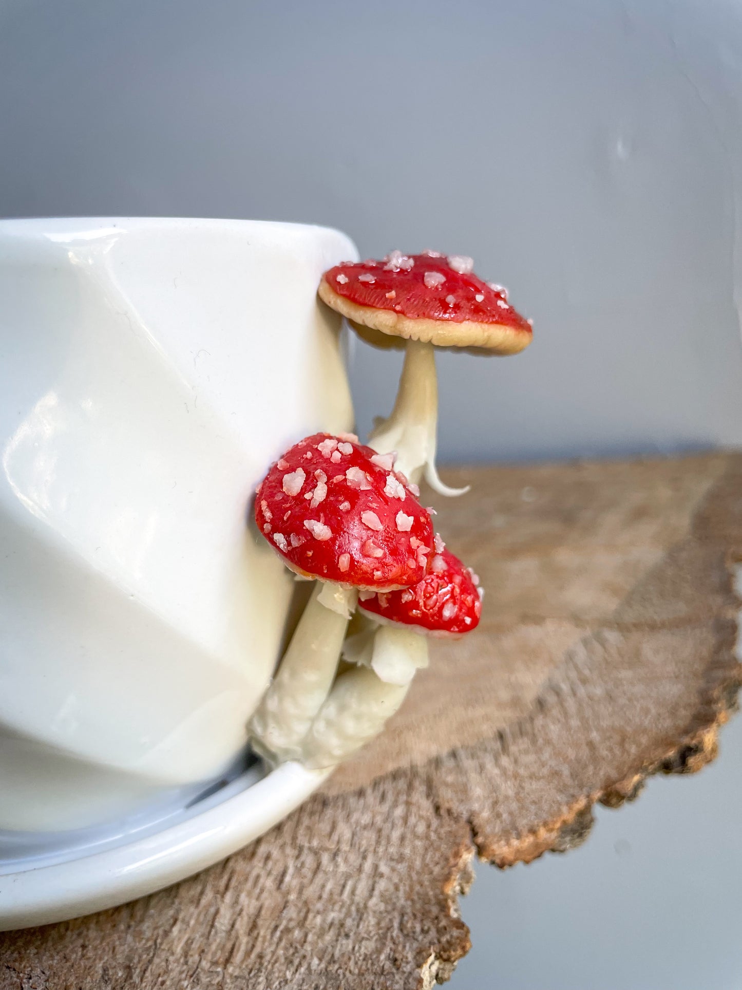 4 inch ceramic & polymer amanita GLOW in the dark Pot/planter